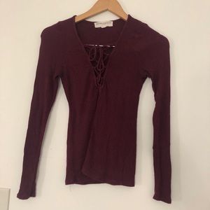 Urban Outfitters Maroon Ribbed Corset Size Small